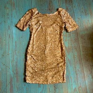 Ark & Co gold sequin dress M
